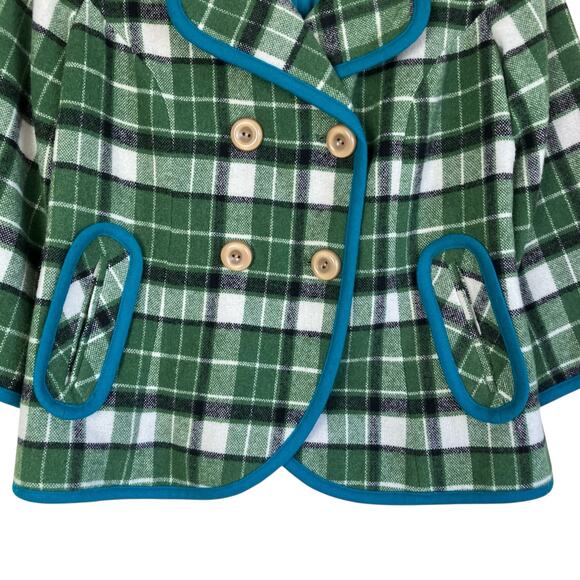 Anthropologie Tabitha Sz XSP Piper Plaid Coat Wool Blend Twee Retro Swing Style - Picture 5 of 16